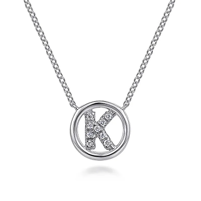 Round Pavé Initial K Pendant Necklace sold by MSBLUE Jewelry