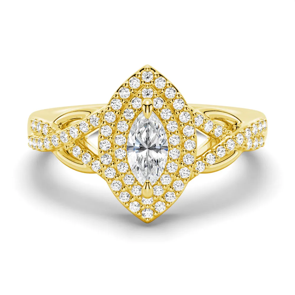 Vintage Double Halo Marquise Moissanite Engagement Ring sold by MSBLUE Jewelry product image thumbnail 2