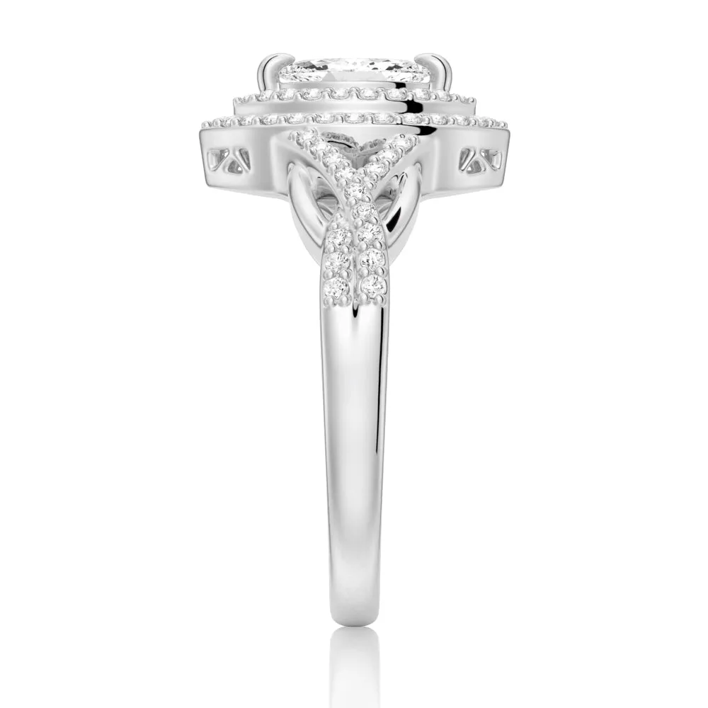 Vintage Double Halo Marquise Moissanite Engagement Ring sold by MSBLUE Jewelry product image thumbnail 5