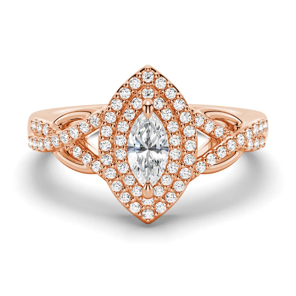 Vintage Double Halo Marquise Moissanite Engagement Ring sold by MSBLUE Jewelry product image thumbnail 3