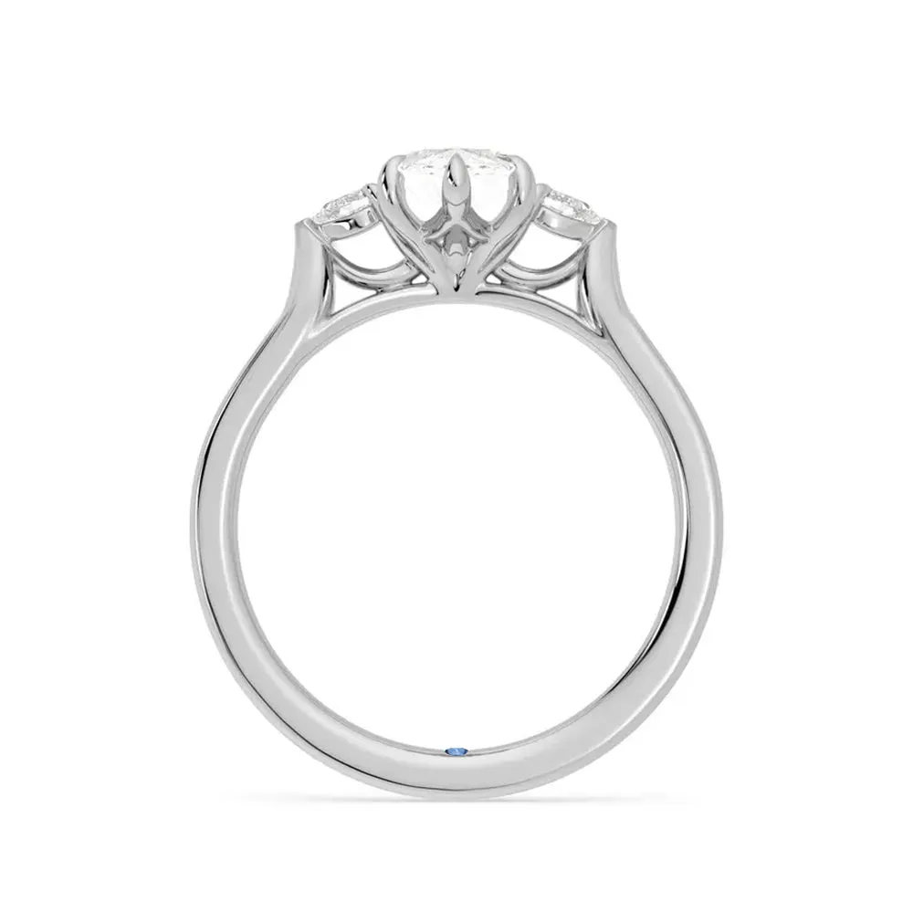 Three Stone Marquise Cut Moissanite Engagement Ring with Hidden Anniversary Stone Accent sold by MSBLUE Jewelry product image thumbnail 3