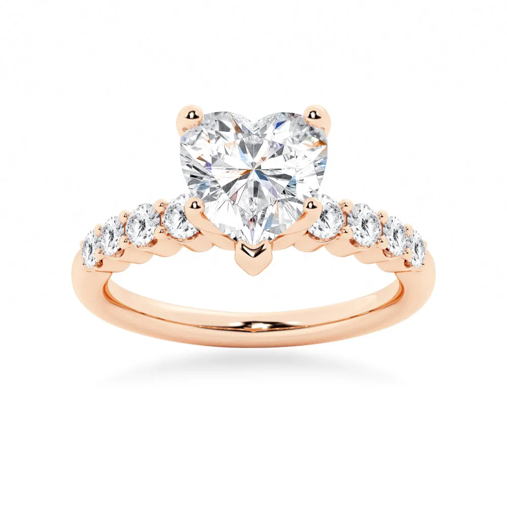 Classic Shared-Prong Heart Shaped Engagement Ring sold by MSBLUE Jewelry product image thumbnail 3