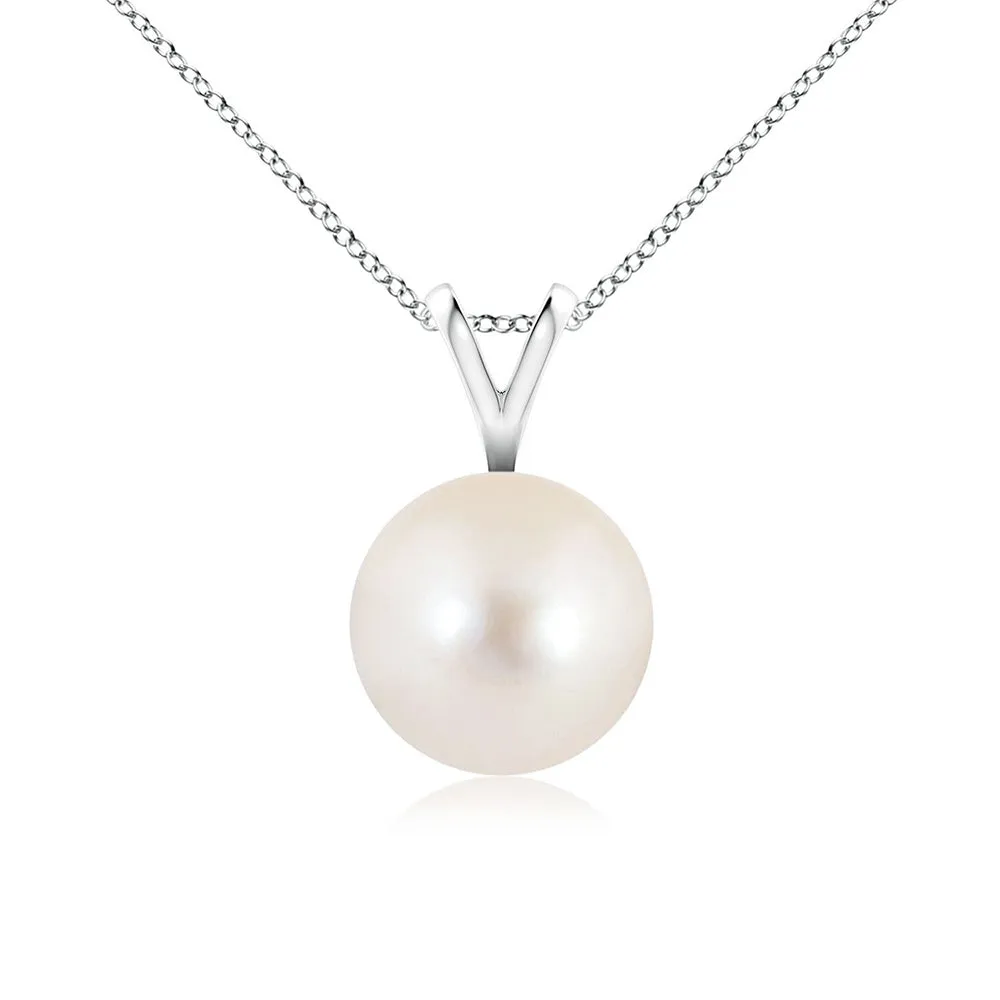 8mm Freshwater Cultured Pearl Solitaire V Bale Pendant sold by MSBLUE Jewelry