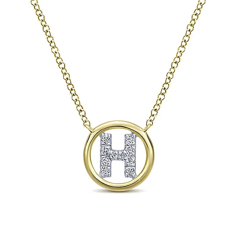Round Pavé Initial H Pendant Necklace sold by MSBLUE Jewelry product image thumbnail 2