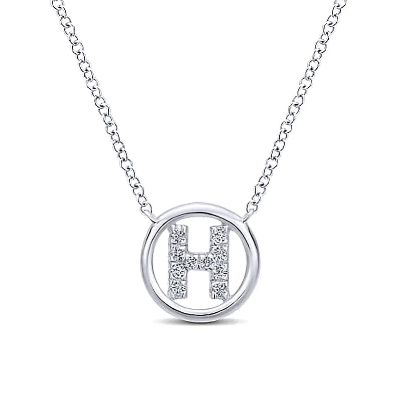 Round Pavé Initial H Pendant Necklace sold by MSBLUE Jewelry