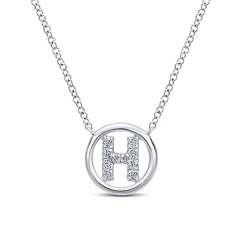 Round Pavé Initial H Pendant Necklace sold by MSBLUE Jewelry