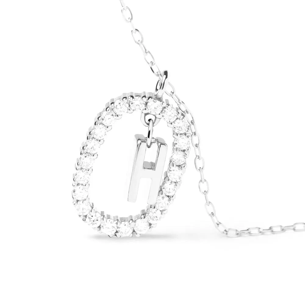 Moissanite Letter H Dangle Pendant Necklace sold by MSBLUE Jewelry product image thumbnail 3