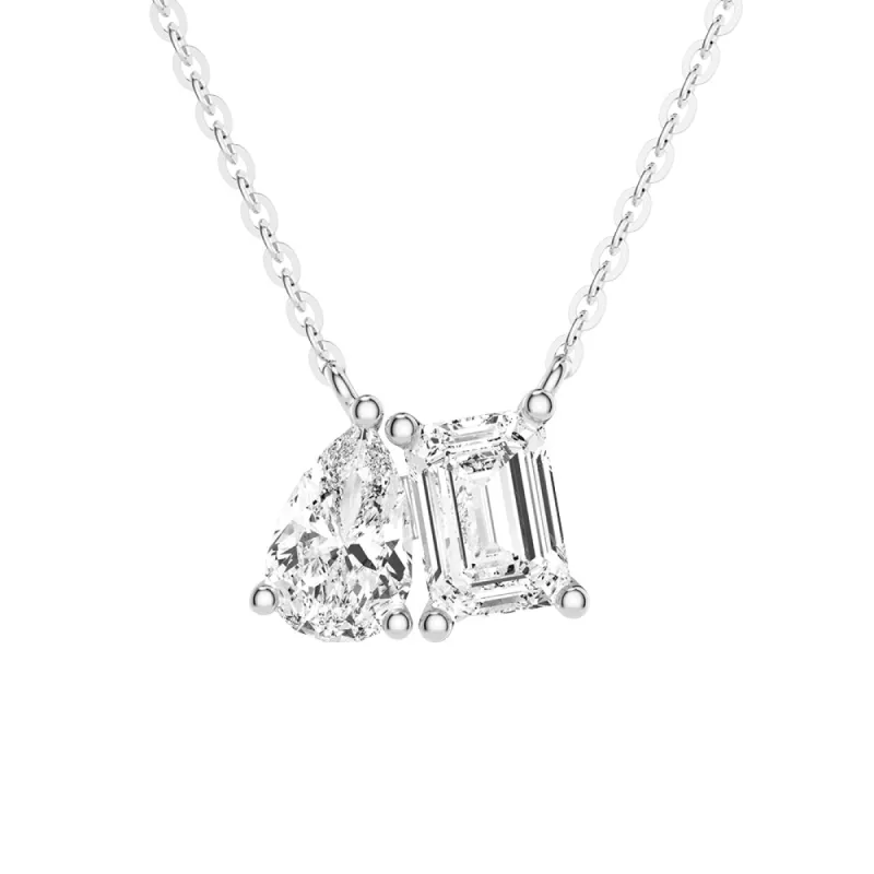 Toi Et Moi Emerald Cut & Pear Cut Pendant Necklace sold by MSBLUE Jewelry