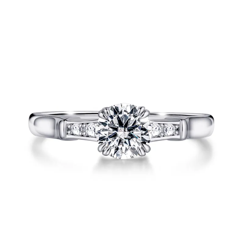 Brilliant Solitaire Round Cut Engagement Ring With Accents sold by MSBLUE Jewelry