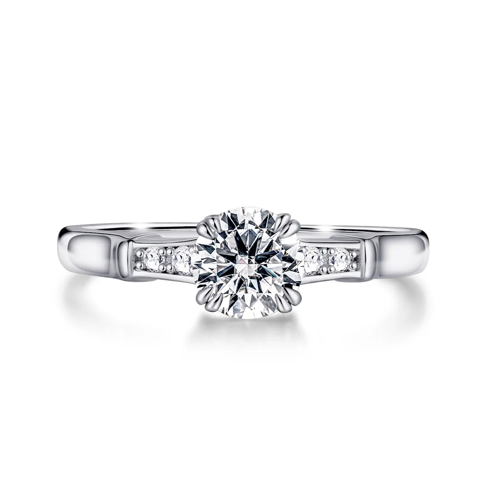 Brilliant Solitaire Round Cut Engagement Ring With Accents sold by MSBLUE Jewelry