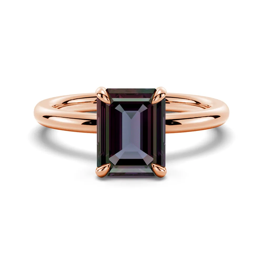 3 CT. Solitaire Emerald Cut Alexandrite Engagement Ring sold by MSBLUE Jewelry