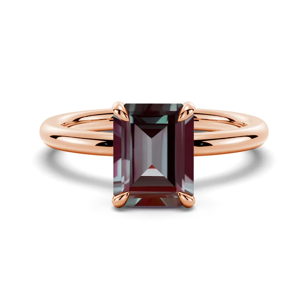 3 CT. Solitaire Emerald Cut Alexandrite Engagement Ring sold by MSBLUE Jewelry