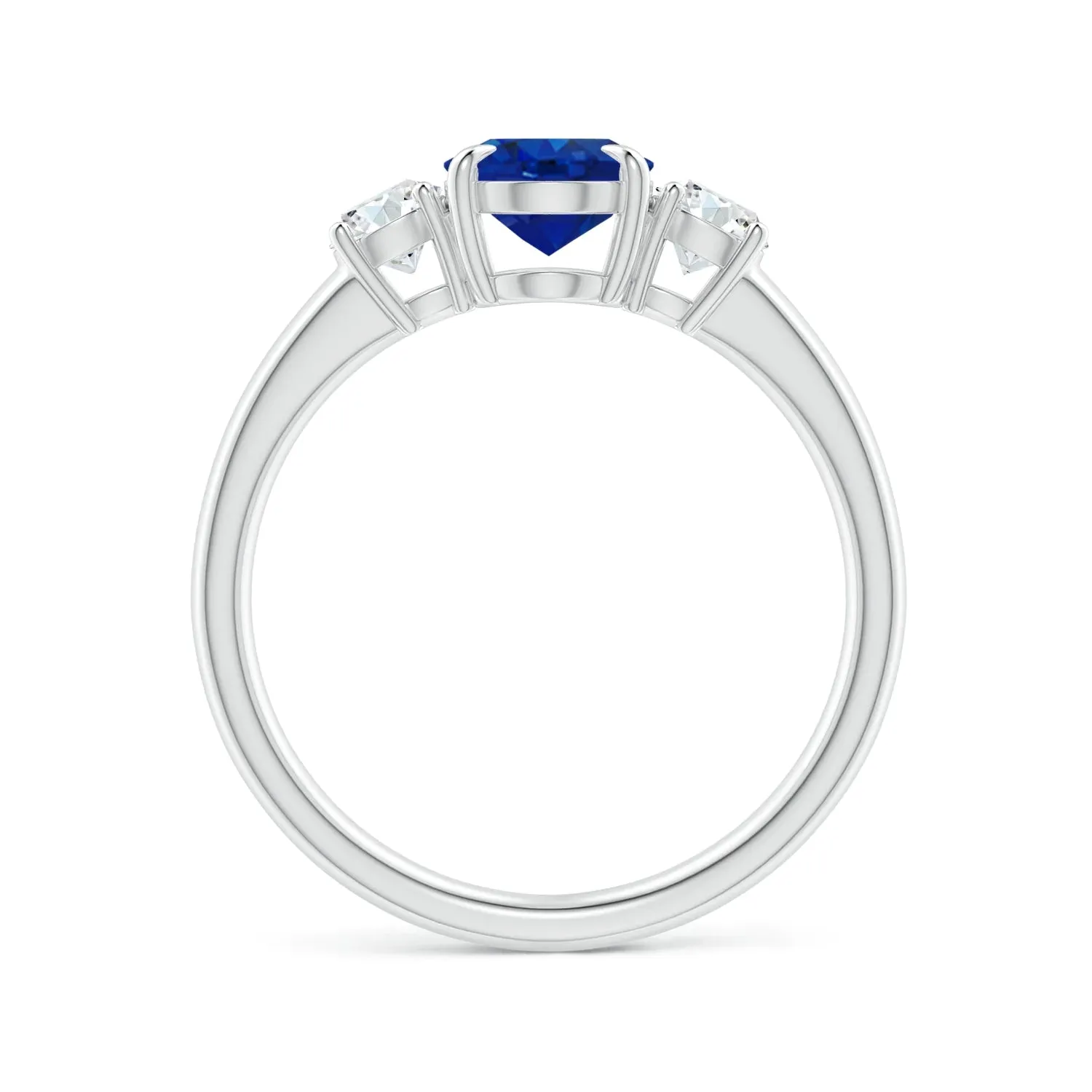 2 CT. Oval Blue Sapphire and White Sapphire Three Stone Ring sold by MSBLUE Jewelry product image thumbnail 2