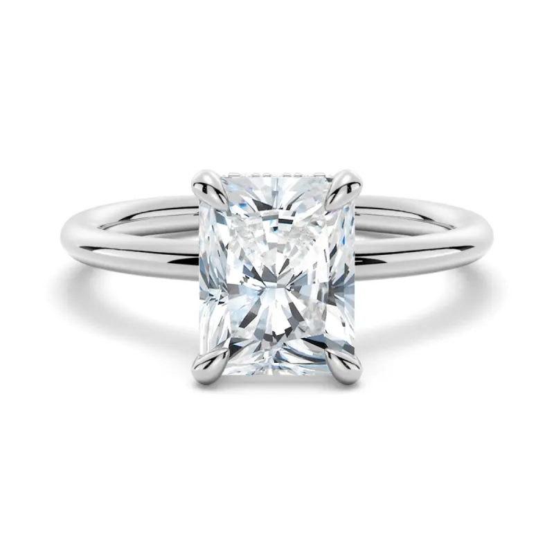 Four-Prong Radiant Solitaire Moissanite Engagement Ring sold by MSBLUE Jewelry