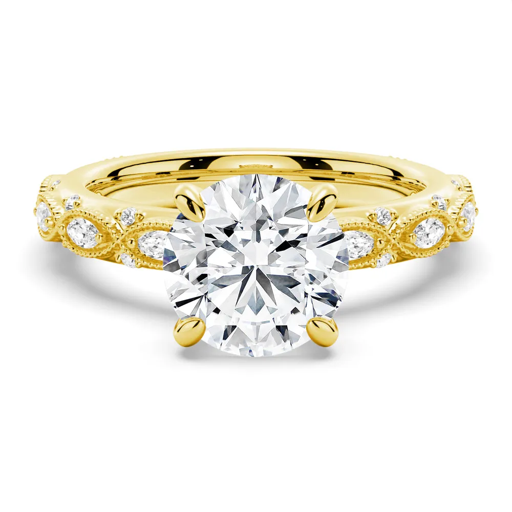 Vintage Infinity Milgrain Round Moissanite Engagement Ring sold by MSBLUE Jewelry product image thumbnail 2