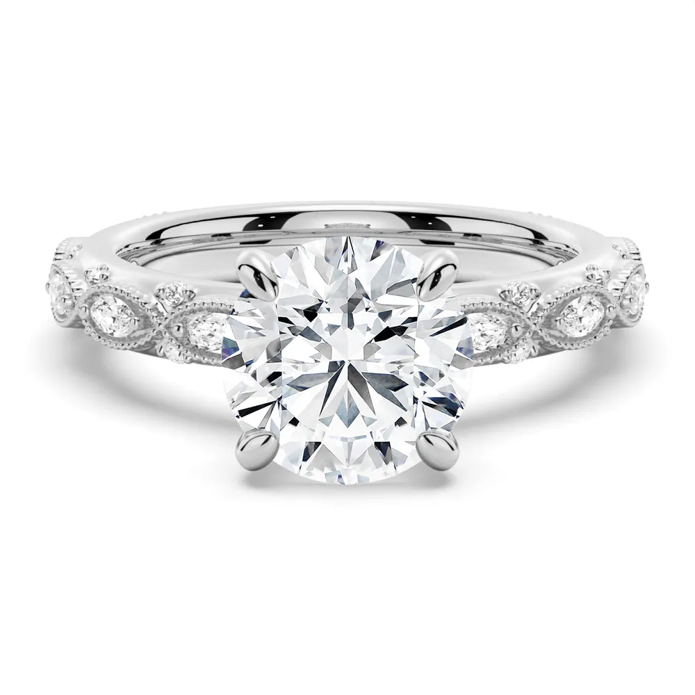 Vintage Infinity Milgrain Round Moissanite Engagement Ring sold by MSBLUE Jewelry