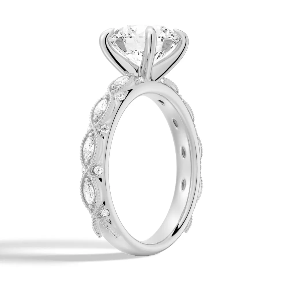 Vintage Infinity Milgrain Round Moissanite Engagement Ring sold by MSBLUE Jewelry product image thumbnail 4