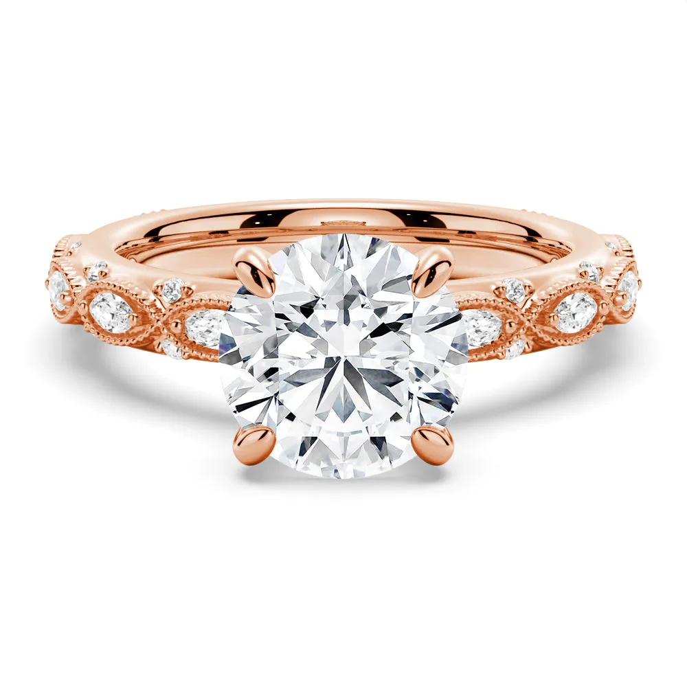 Vintage Infinity Milgrain Round Moissanite Engagement Ring sold by MSBLUE Jewelry product image thumbnail 3