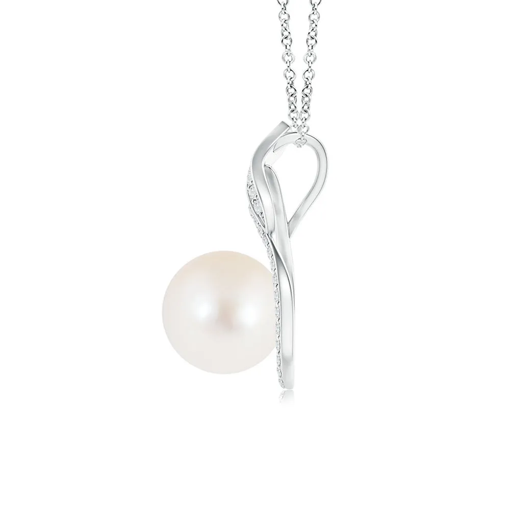 8mm Freshwater Cultured Pearl Swirl Pendant with Pavé Moissanite sold by MSBLUE Jewelry product image thumbnail 4