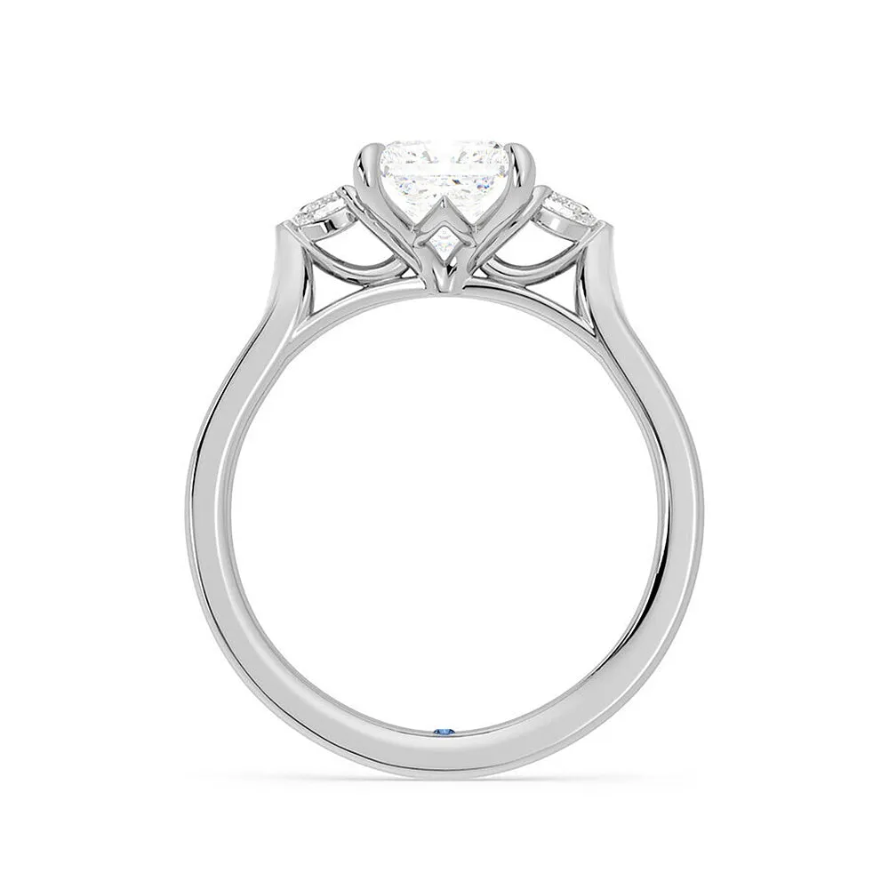 Three Stone Princess Cut Moissanite Engagement Ring with Hidden Anniversary Stone Accent sold by MSBLUE Jewelry product image thumbnail 3