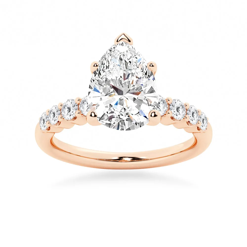 Classic Shared Prong Pear Shaped Moissanite Engagement Ring sold by MSBLUE Jewelry product image thumbnail 3