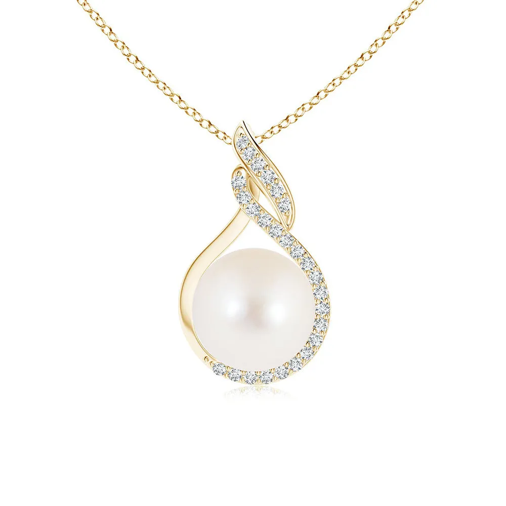 8mm Freshwater Cultured Pearl Swirl Pendant with Pavé Moissanite sold by MSBLUE Jewelry product image thumbnail 2