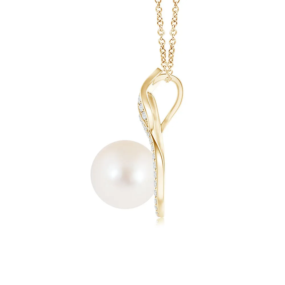 8mm Freshwater Cultured Pearl Swirl Pendant with Pavé Moissanite sold by MSBLUE Jewelry product image thumbnail 5
