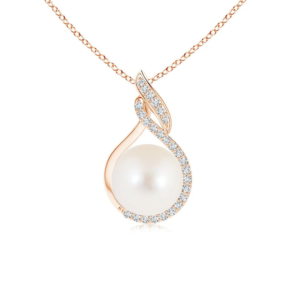 8mm Freshwater Cultured Pearl Swirl Pendant with Pavé Moissanite sold by MSBLUE Jewelry product image thumbnail 3
