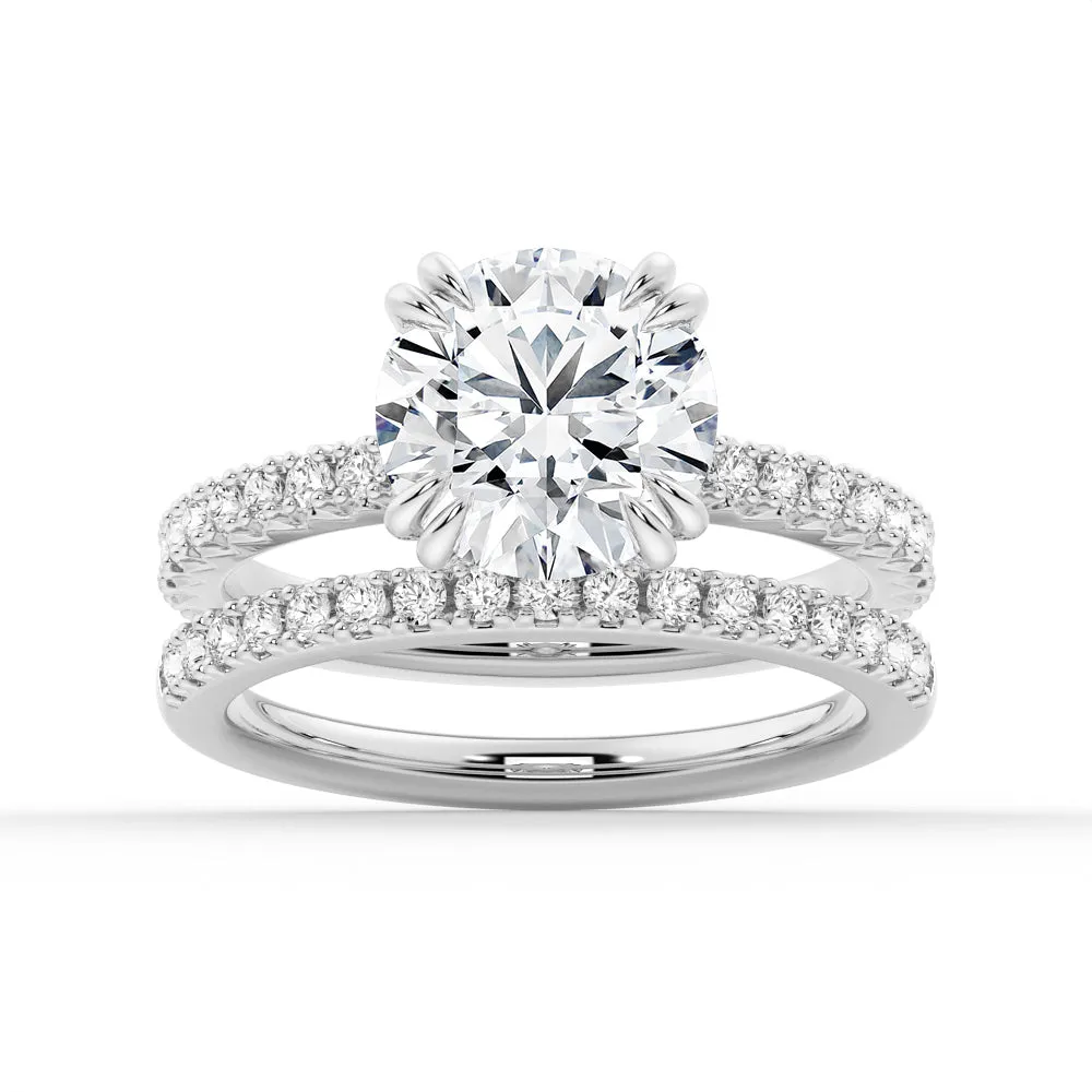 Round Cut Moissanite Bridal Set in Sterling Silver (Copy) sold by MSBLUE Jewelry