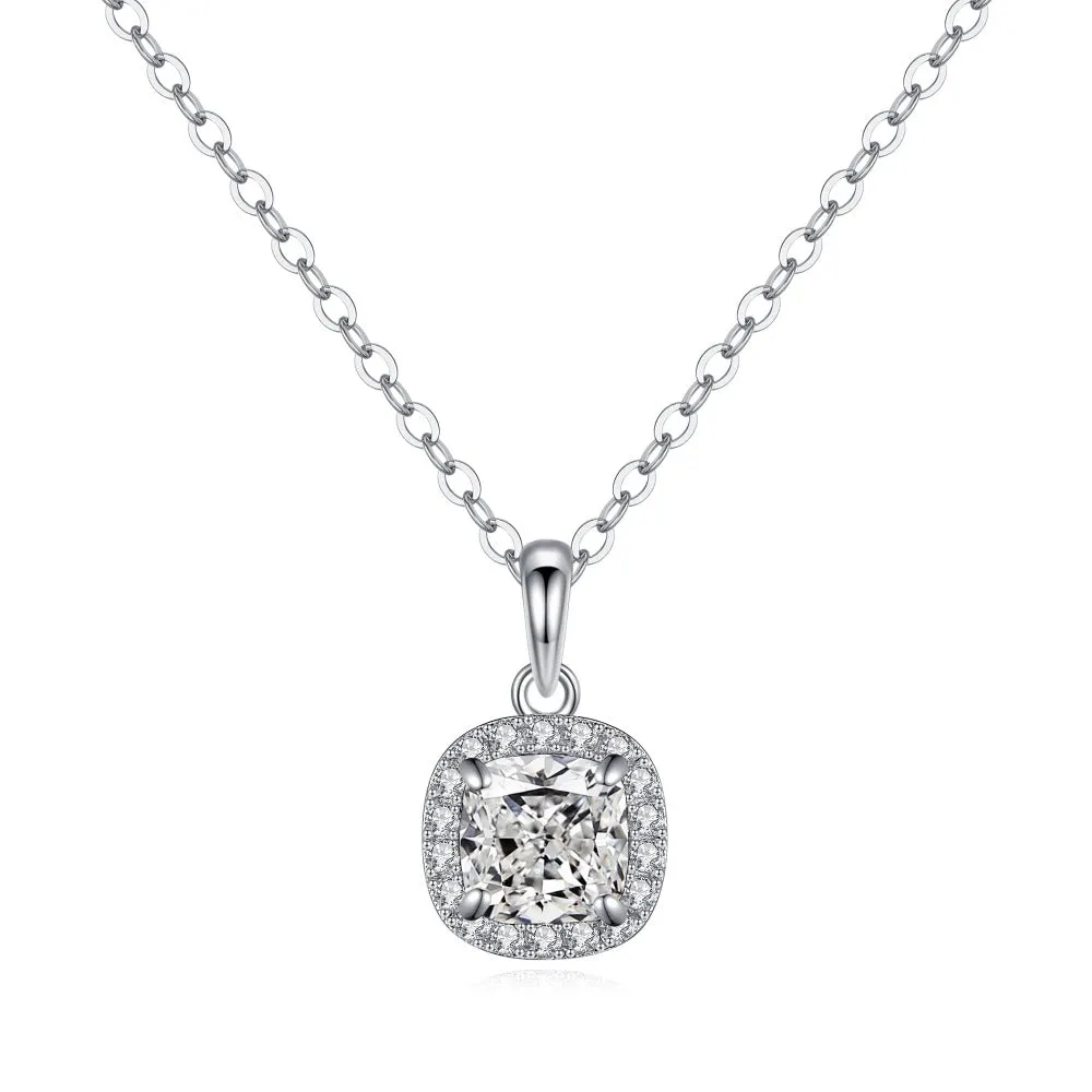 1 CT. Halo Cushion Pendant Diamond Necklace sold by MSBLUE Jewelry
