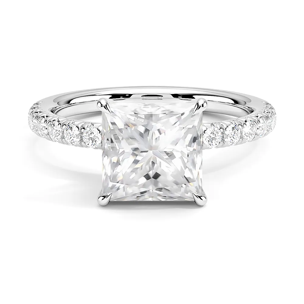 Accented Solitaire Princess Cut Engagement Ring sold by MSBLUE Jewelry