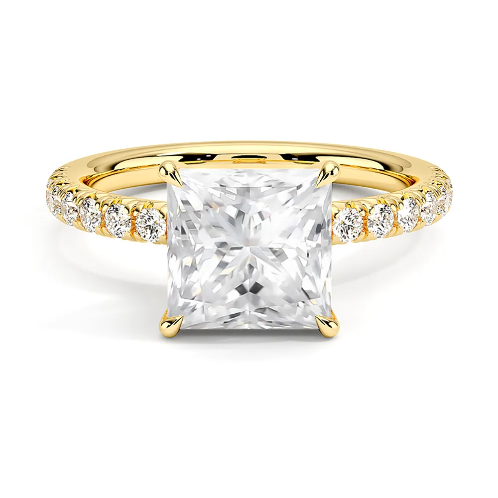 Accented Solitaire Princess Cut Engagement Ring sold by MSBLUE Jewelry product image thumbnail 2