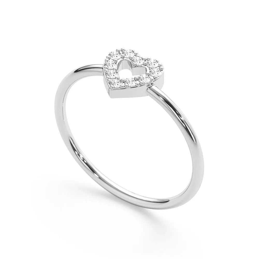Petite Diamond Heart Shaped Ring sold by MSBLUE Jewelry product image thumbnail 4