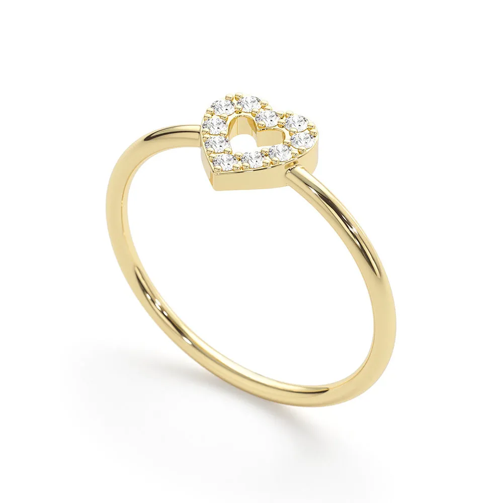 Petite Diamond Heart Shaped Ring sold by MSBLUE Jewelry product image thumbnail 3
