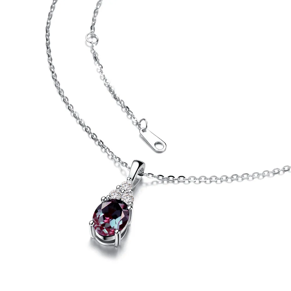 2 CT. Oval Cut Alexandrite Drop Pendant With Trio Moissanite Diamonds sold by MSBLUE Jewelry product image thumbnail 2