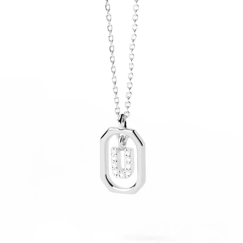 Moissanite Initial U Dangle Pendant Necklace sold by MSBLUE Jewelry