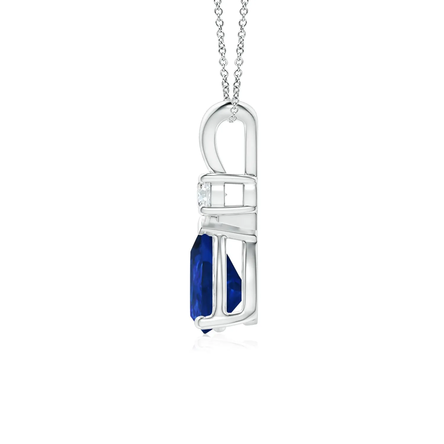 1 CT. Lab-Grown Sapphire Pear Shape Pendant with Diamond sold by MSBLUE Jewelry product image thumbnail 2