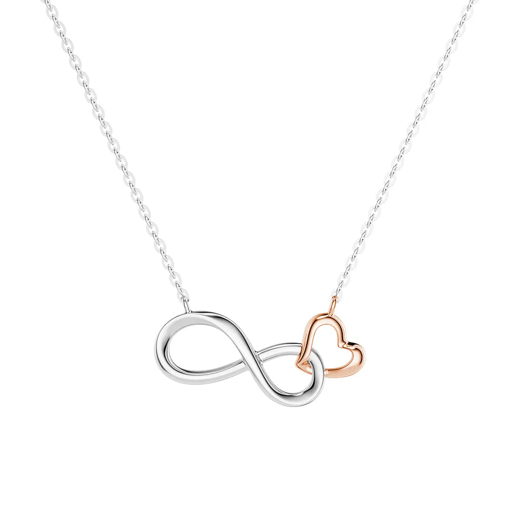 Two Tone "Infinite Love" Heart Link Infinity Necklace sold by MSBLUE Jewelry