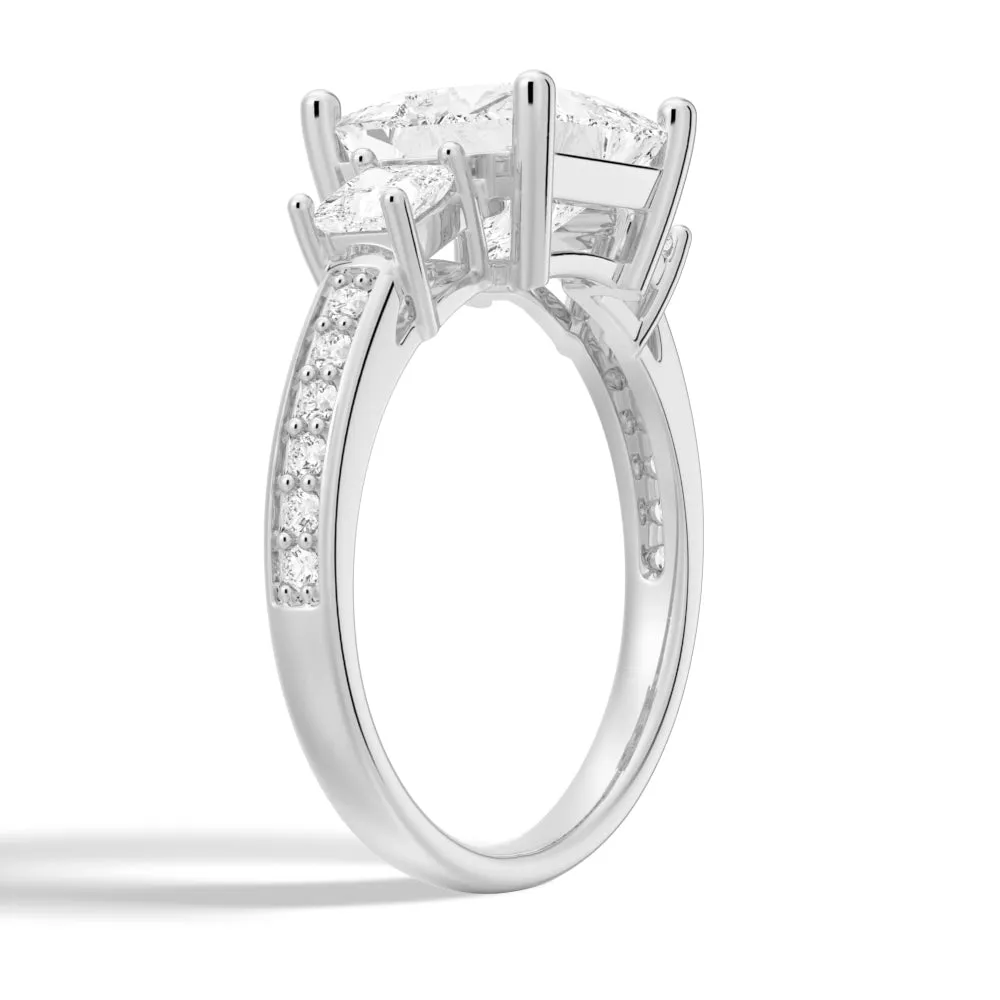 Accented Three Stone Princess Cut Engagement Ring sold by MSBLUE Jewelry product image thumbnail 4