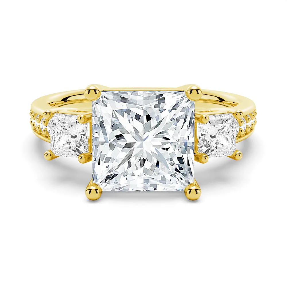 Accented Three Stone Princess Cut Engagement Ring sold by MSBLUE Jewelry product image thumbnail 2