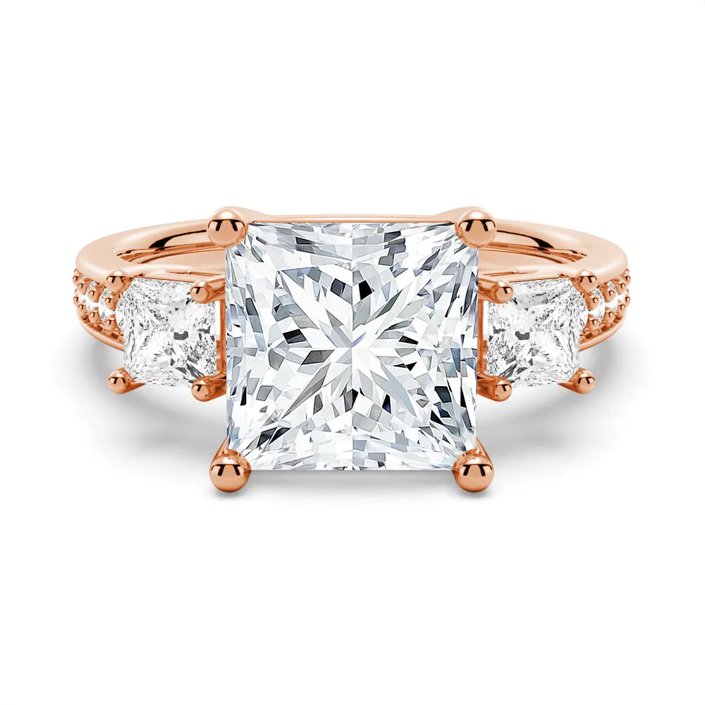 Accented Three Stone Princess Cut Engagement Ring sold by MSBLUE Jewelry product image thumbnail 3