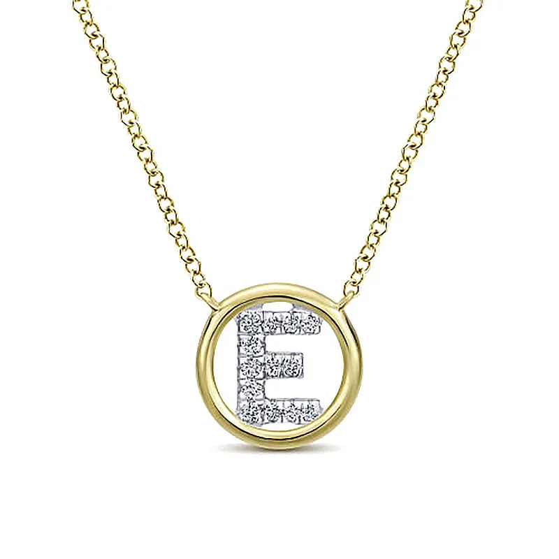 Round Pavé Initial E Pendant Necklace sold by MSBLUE Jewelry product image thumbnail 2