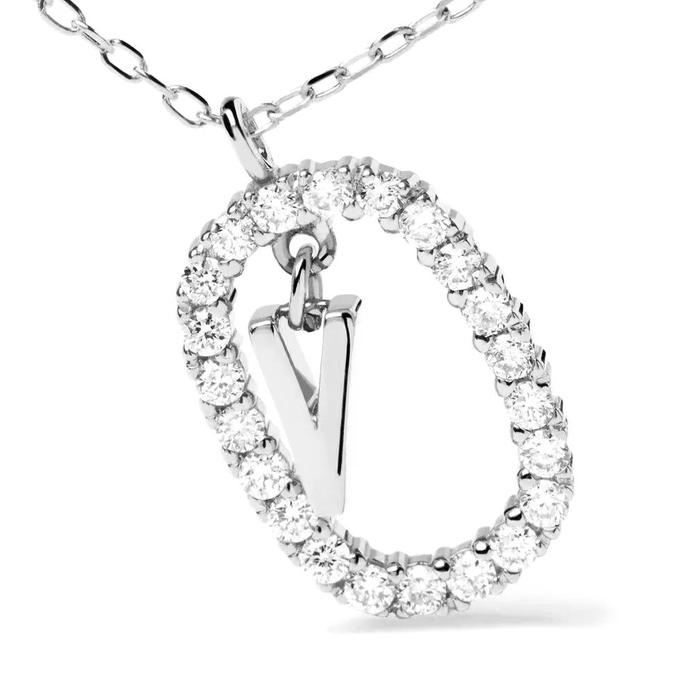 Moissanite Letter V Dangle Pendant Necklace sold by MSBLUE Jewelry product image thumbnail 4