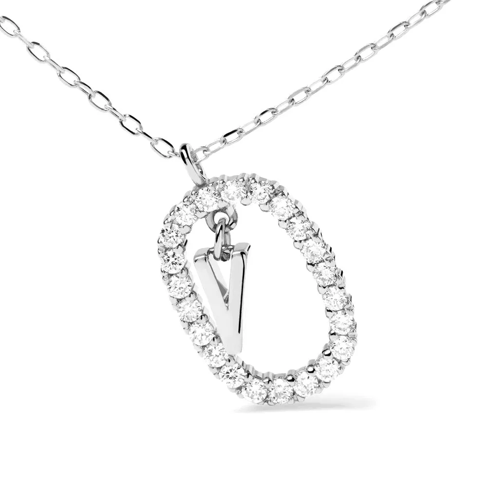 Moissanite Letter V Dangle Pendant Necklace sold by MSBLUE Jewelry product image thumbnail 3