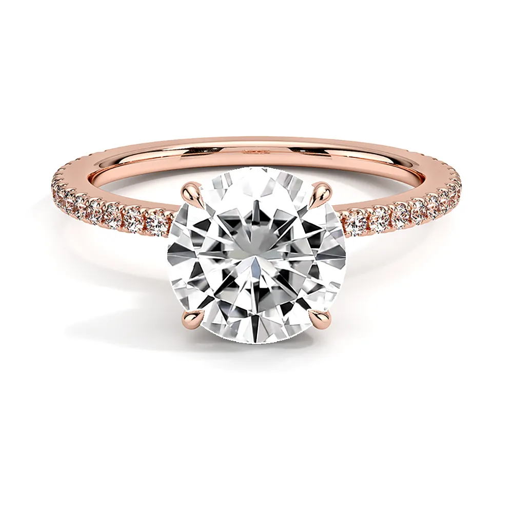 Petite Round Cut Engagement Ring With Hidden Halo sold by MSBLUE Jewelry product image thumbnail 3