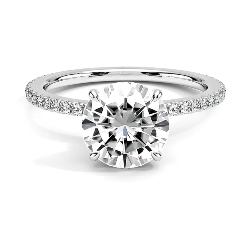 Petite Round Cut Engagement Ring With Hidden Halo sold by MSBLUE Jewelry