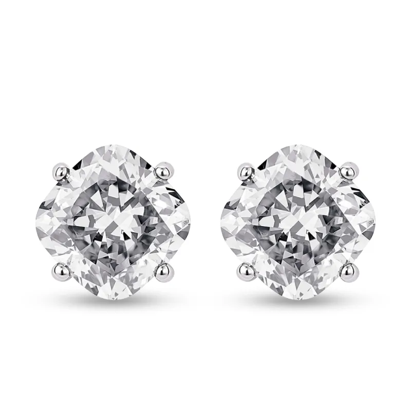 4 ctw Cushion Cut Moissanite 4-Prong Solitaire Stud Earrings sold by MSBLUE Jewelry