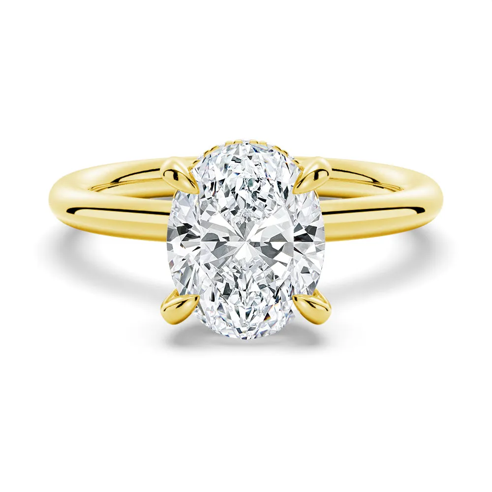 Solitaire Oval Cut Engagement Ring With Hidden Halo sold by MSBLUE Jewelry product image thumbnail 2