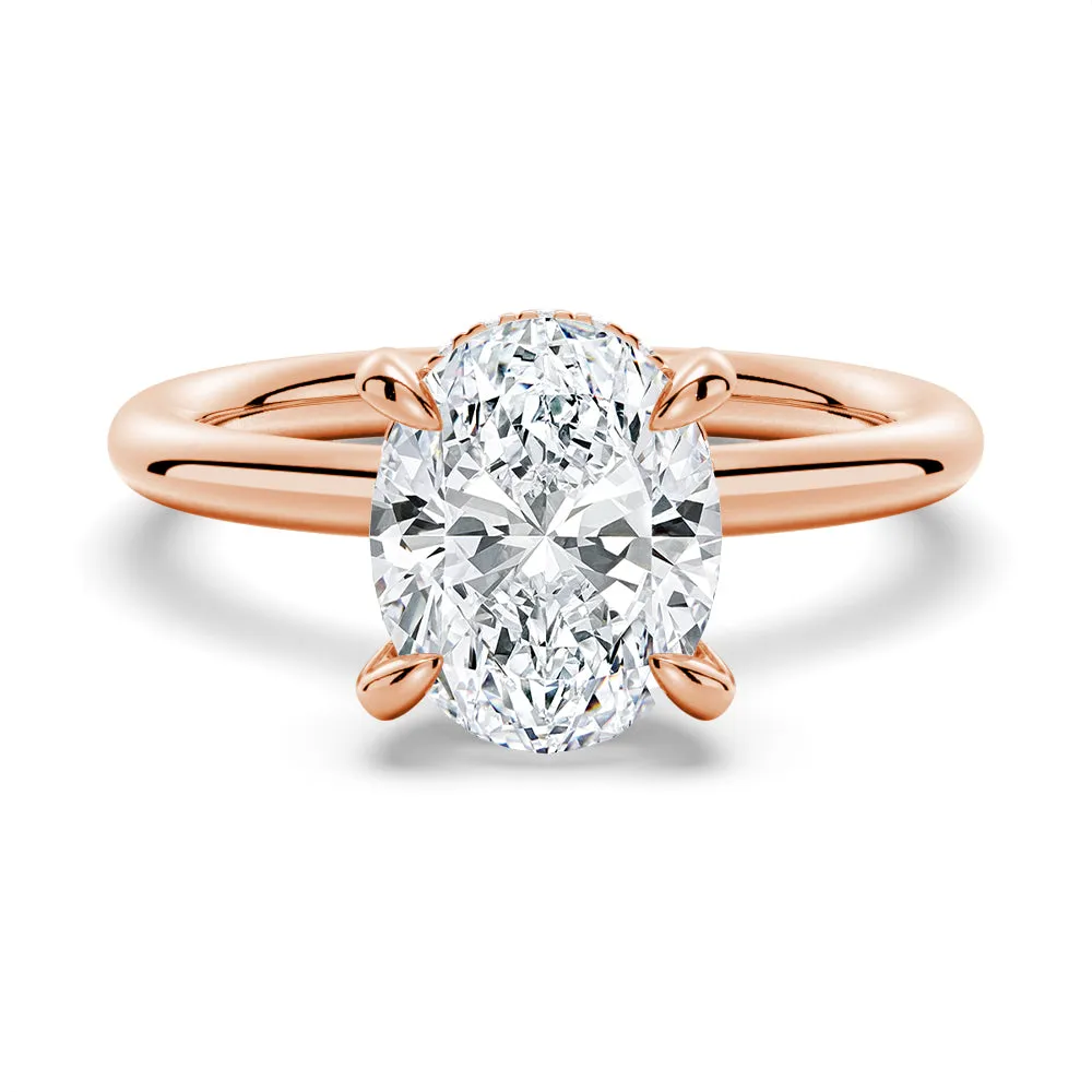 Solitaire Oval Cut Engagement Ring With Hidden Halo sold by MSBLUE Jewelry product image thumbnail 3