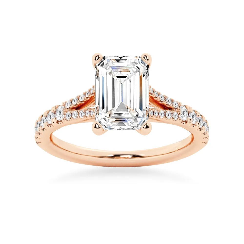 NEW Emerald Cut Split-Shank Moissanite Engagement Ring sold by MSBLUE Jewelry product image thumbnail 3